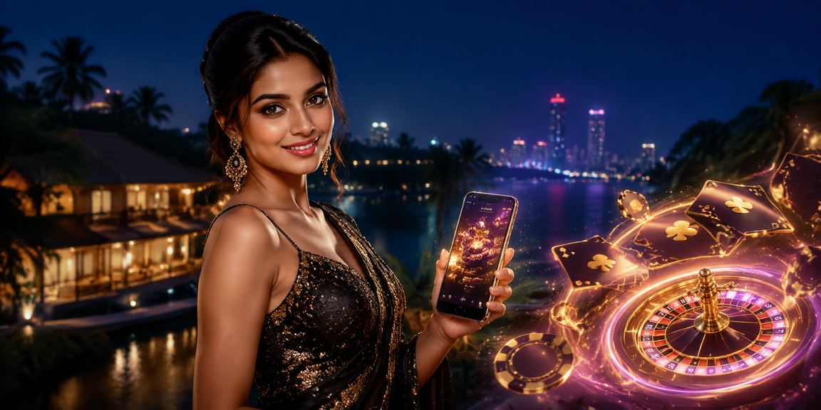 Mobile player enjoying casino games in Kerala with festival lights